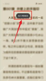番茄免费小说已加入书架状态,用于确认添加成功
