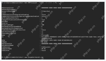 PowerShell Get-VMProcessor 输出中查看虚拟机处理器配置