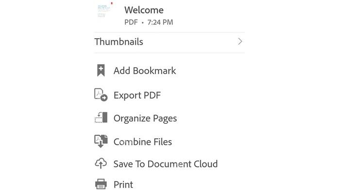 Adobe Acrobat 工具列表中的 Combine Files 入口