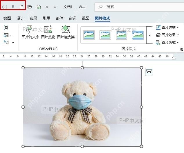 Word 图片压缩后回到文档并准备保存