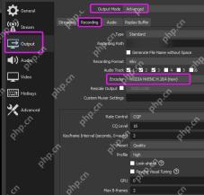 OBS Studio Advanced Output Recording 标签显示 Encoder 为 NVIDIA NVENC H264 new