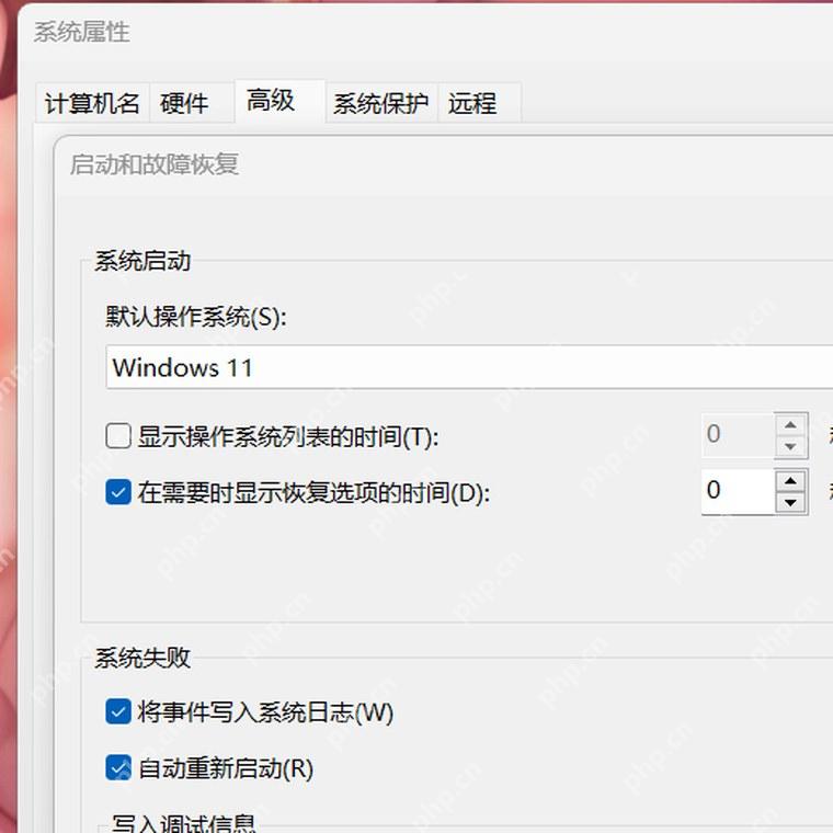 Win11 启动和故障恢复窗口中的小转储目录