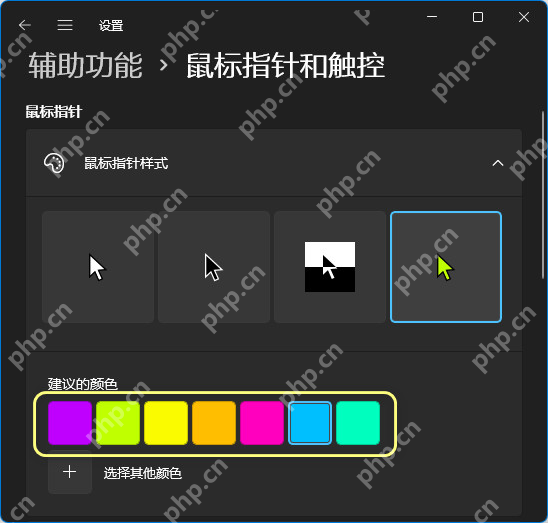 Windows 11 鼠标指针样式和颜色选项