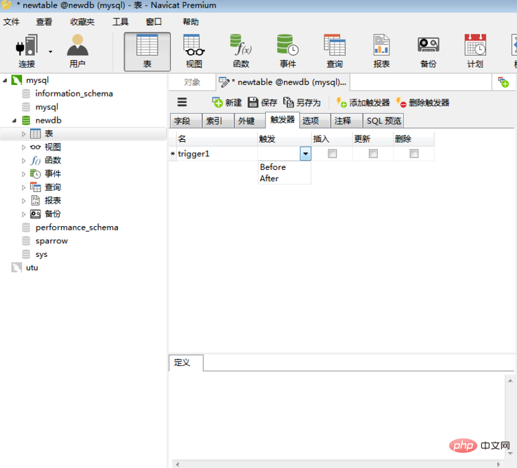 So schreiben Sie Trigger in Navicat