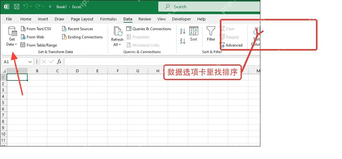 Excel数据选项卡排序入口