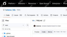 kataras Iris GitHub FAQ 页面显示升级与学习入口信息