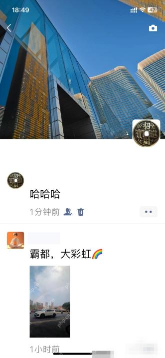微信朋友圈纯文字内容发布后的显示效果