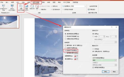 PowerPoint设置幻灯片放映中勾选放映时不加动画