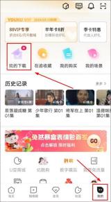 优酷中文手机App个人页显示底部我的已选中并出现我的下载入口，证明进入个人页的步骤