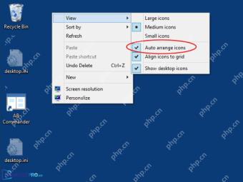Win10 桌面右键 View 菜单中 Auto arrange icons 被勾选