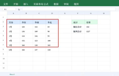 Excel 隔行隔列求和整理数据区域