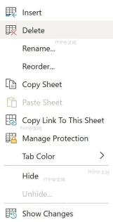 Excel 右键工作表标签删除包含数据透视表的工作表