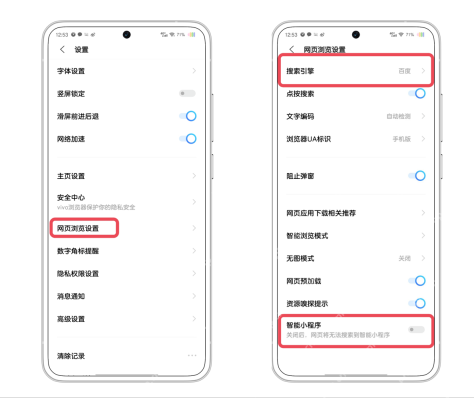 步骤2：检查网页浏览设置真实操作界面
