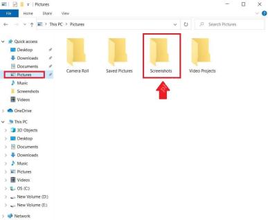 Windows10 图片库中 Screenshots 屏幕截图文件夹