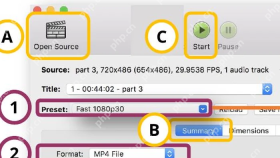 HandBrake 主界面顶部 Open Source 按钮用于导入视频