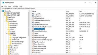 Windows 注册表编辑器中选中 HKEY_CURRENT_USER Control Panel Desktop 下的 MenuShowDelay