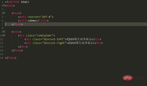 How to set the left alignment of html