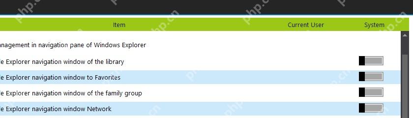 Dism++ System Optimizer 中与 Windows Explorer 导航和菜单相关的项目