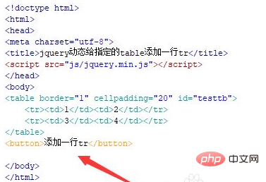 So fügen Sie eine Zeile <tr> in jquery hinzu