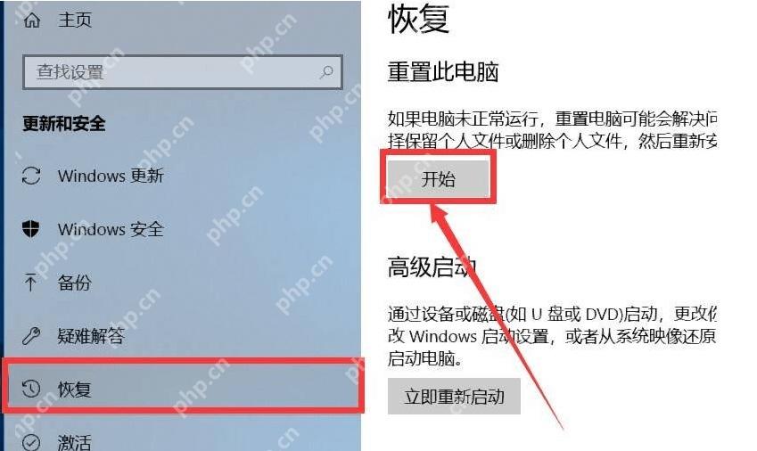 win10怎么恢复出厂设置_win10恢复出厂设置流程与选项说明 - php中文网