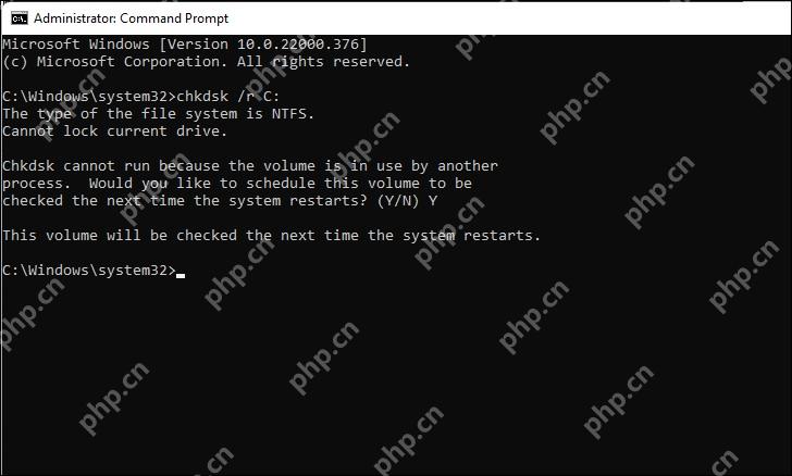 Win11 命令提示符确认下次重启时检查 C 盘