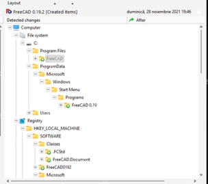 Total Uninstall Windows Detected changes 文件系统和注册表树。