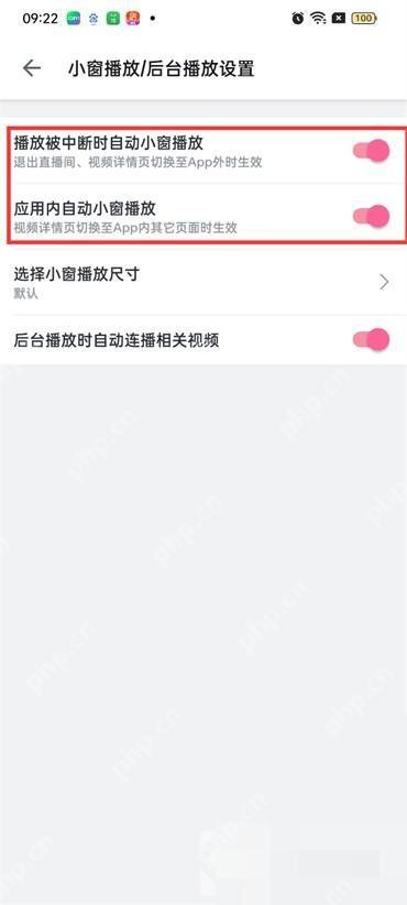 哔哩哔哩小窗播放和后台播放设置页里的后台播放相关开关