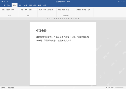 模拟 Microsoft Word 简体中文桌面版完整界面:只换页时,插入分页符