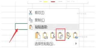 Excel 右键菜单中显示粘贴选项和转置图标的真实界面