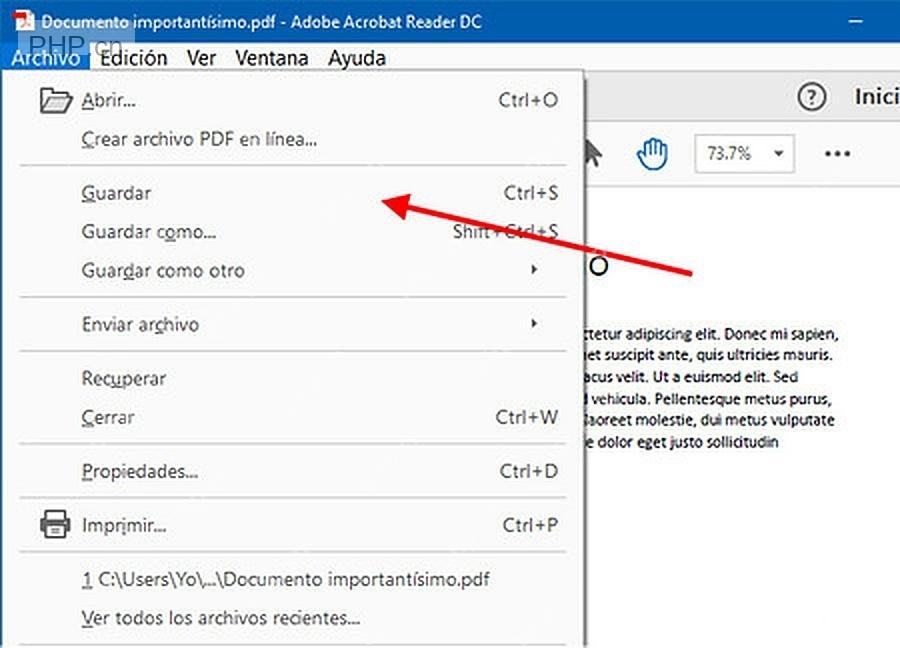 Adobe Acrobat Reader DC 文件保存菜单,服务保存签名 PDF 步骤