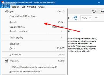 Adobe Acrobat Reader DC 文件保存菜单，服务保存签名 PDF 步骤