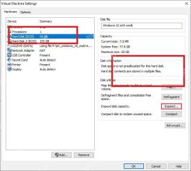 VMware Workstation Windows 主机 Virtual Machine Settings 的 Hard Disk 页面高亮硬盘和磁盘信息