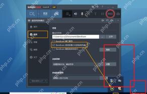 Bandicam Windows 常规设置红框标出最小化到托盘和右下角电脑时间