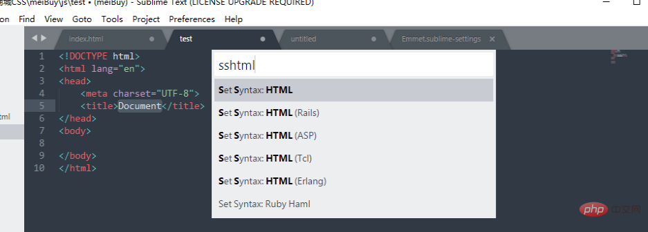 Sublime で HTML ヘッダー情報を自動的に補完するように設定する方法