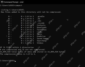 Windows 命令提示符运行 compact 显示文件压缩统计状态