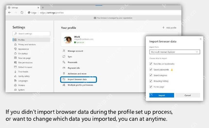 Microsoft Edge导入浏览器数据界面