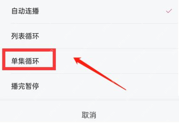 哔哩哔哩单集循环或列表循环已选状态
