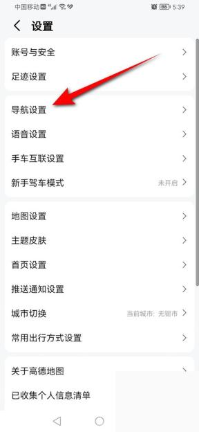 高德地图设置中的导航设置入口
