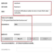 服务属性常规页显示服务名称路径和运行状态