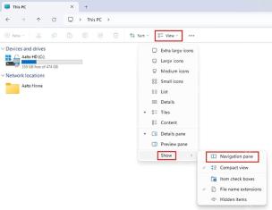 Win11 查看显示菜单开启 Navigation pane 导航窗格