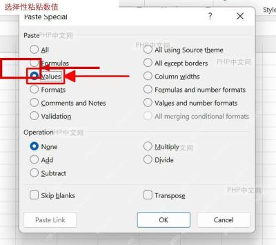 Excel 选择性粘贴数值