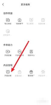 小红书 OriginOS 更多服务开通店铺入口，用于进入店铺开通页面