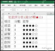 Excel 星级评分公式填充后的结果