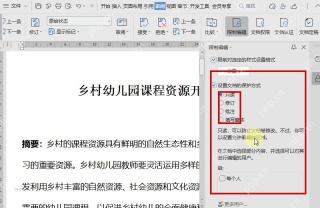 WPS 限制编辑面板中勾选设置文档保护方式并选择只读