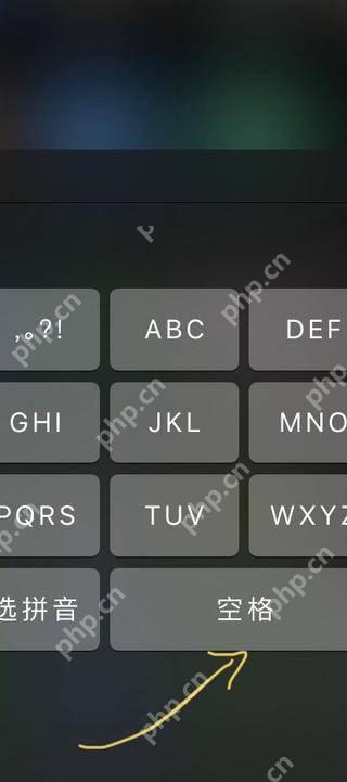 iPhone中文键盘显示空格键位置