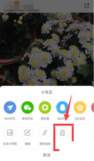 小红书怎么删除笔记_在笔记操作面板中选择删除