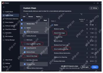 CCleaner Windows 电脑端 System 清理结果列表用于核对系统缓存项目