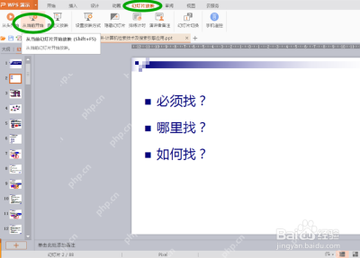 在幻灯片放映选项卡中进入放映设置