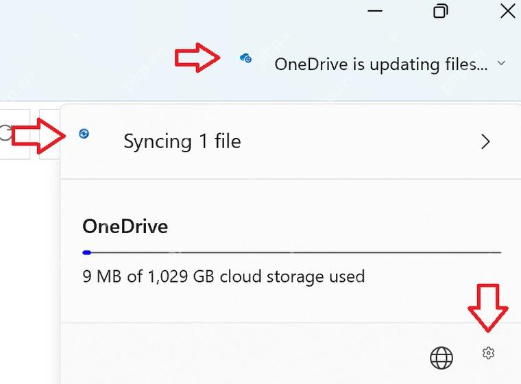Win11 任务栏 OneDrive 面板中查看正在同步状态