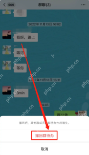 微信群待办管理窗口中的撤回群待办按钮